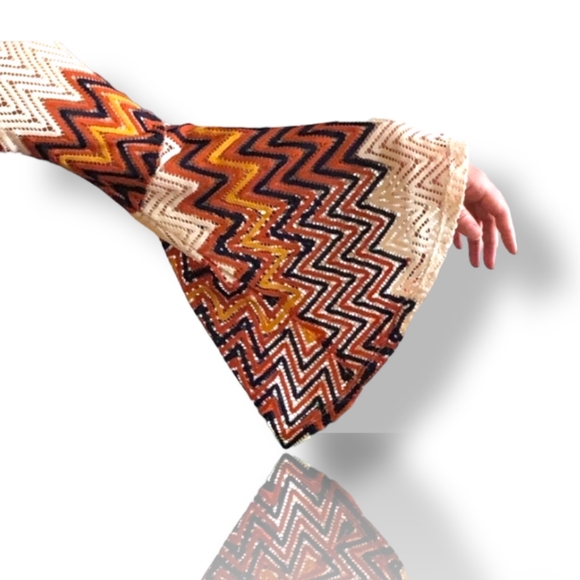 Tacera Dresses & Skirts - Tacera 70s Retro Chevron Bell Sleeve Dress, XL